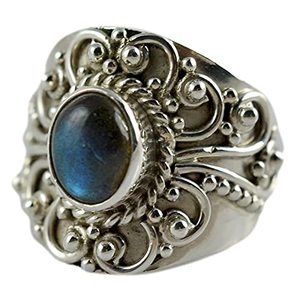 Bague Bohème Chic en Labradorite, Argent Sterling 925, Faite à la Main, Géométrique, Cadeau Parfait pour Elle, Anniversaire, Pierre de Naissance de Novembre, Bijoux - Product Image 1