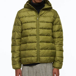 Chaqueta acolchada de invierno personalizada para hombre con mangas largas, cuello levantado, diseño acolchado de burbujas, tela de lona - Product Image 6