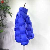 Jaket Pria Fashion High Streetwear Custom Plus Oversized 3D Weave Bubble Puffer Canvas Kerah Tegak Anti Angin Bernapas