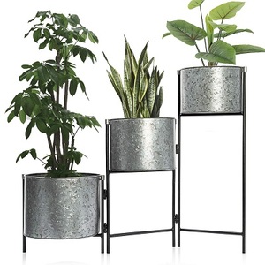 Grand pot de fleur rectangulaire en métal personnalisé jardinière Pot de plantation galvanisé Pot d'extérieur pour jardin avec couleur bicolore - Product Image 3