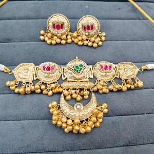 Collar Jadau Kashmir para Mujer, Joyería Nupcial India, Collar Tradicional Polki Kundan, Collar de Moda - Product Image 2