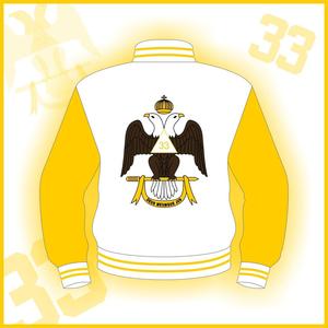 33' DEGREE VARSITY JACKET YELLOW SLEEVES-PURE LEATHER-HSE - Product Image 6