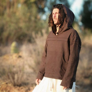 Sweat à capuche en coton naturel pour hommes, style bohème décontracté, pull hippie avec motif solide, chemises décontractées 100% coton - Product Image 1