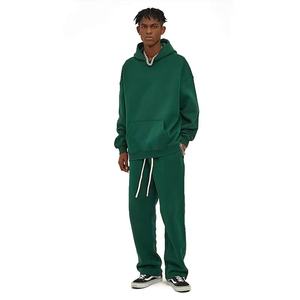 Ensembles de survêtements surdimensionnés deux pièces avec logo personnalisé de haute qualité pour hommes Survêtement uni de couleur unie avec sweat à capuche sans cordon pour l'hiver - Product Image 3