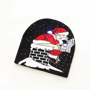 Gorro acrílico de alta calidad de punto Jacquard invierno satén forrado gorros en blanco con logotipo personalizado bordado Beanie sombreros - Product Image 6