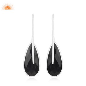 Meilleures ventes Boucles d'oreilles pendantes en argent sterling 925 en forme de poire naturelle Onyx noir pour femmes Fabricant de bijoux - Product Image 3
