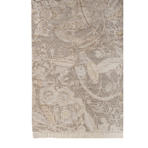 Alfombra Rectangular de Lana y Seda de Bambú Anudada a Mano Pansy Ivory AKWB-3629 con Patrón Floral Abstracto para el Hogar, Pasillo o Sala de Estar - Product Image 4