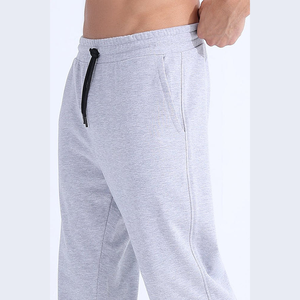 Men's Gray Cotton Sweatpants Elastic Waist Drawstring Casual Pants With Side Pockets Breathable Midweight Knitted Autumn Wear - Product Image 6