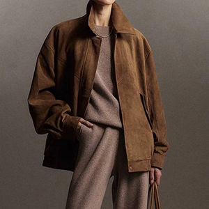 New Design Lady 2025 <b>Sheepskin</b> Leather Coat Fashion Oversize Suede Leather <b>Jacket</b> for Autumn - Product Image 2