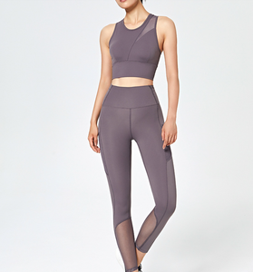 Traje deportivo de dos piezas, conjunto de Yoga para mujer, cintura alta, para correr, ajustado, transpirable, malla elástica, conjunto de gimnasio, mallas para mujer - Product Image 4