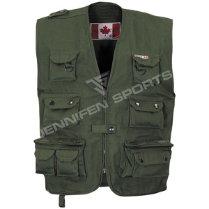 Custom Men's Vests Waistcoats 100% Cotton Canvas Fabric Tactical Vests <b>Jacket</b> Hunting Multi Pocket Vest - Product Image 1