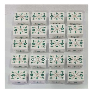 Fabricant indien de boîtes à bijoux incrustées de malachite en marbre blanc pour les cadeaux de festival arabe et la décoration intérieure - Product Image 1
