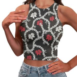 เสื้อครอปแบบระเหิดสำหรับผู้หญิงเสื้อเอวลอยพิมพ์ลายสำหรับงานปาร์ตี้งานออกแบบได้ตามต้องการ - Product Image 1