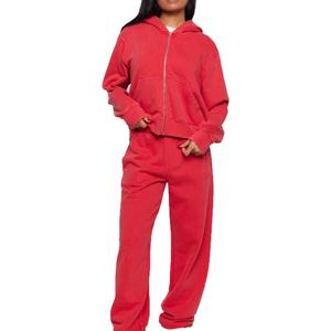 ชุดวอร์มลำลองแบบมีฮู้ดสำหรับผู้หญิง ออกแบบเองได้ MOQ ต่ำ ชุดฮู้ดดี้ซิปแบบซักพิเศษ ชุดจ็อกเกอร์ ขายส่งจากผู้ผลิตเสื้อผ้าสตรีทแวร์ - Product Image 1