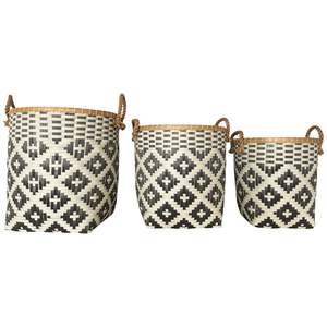 Cesto de Ropa de Bambú con Asa de Cuerda Batik - Cesta de Almacenamiento - Product Image 1