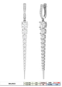 14K <b>Gold</b> Long Brilliant Cut Lab Grown Diamond Drop <b>Earrings</b> Rhodium Plated F VVS VS CVD Stones Elegant Linear <b>Dangle</b> Trendy - Product Image 6