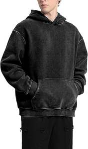 Jersey de algodón 100% personalizado para hombre Sudadera con capucha extragrande Lavado ácido pesado Logotipo de estilo vintage Manga completa Longitud sostenible - Product Image 3