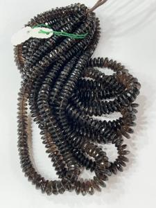 AAA naturel Smokey Quartz allemand coupe facettes Rondelle perles taille 8 à 10mm 14 pouces brin - Product Image 2