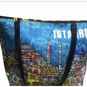 Wholesale DAFNI <b>BIG</b> PAZAR Luxury Silk Velvet Open Tote <b>Handbags</b> Custom Digital Printed Polyester 45x45cm Eco-friendly Shoulder - Product Image 2