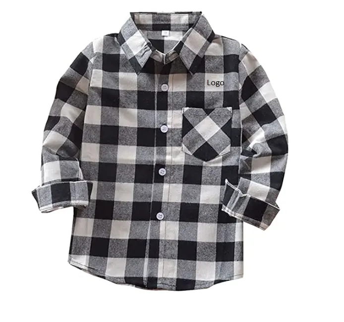 Hot selling Kids Little Boys Girls Baby Long Sleeve Button Down Red Plaid Flannel Shirt very soft and comfortable kids baby shir