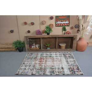 Alfombra Vintage de 3.6x5.2 pies (110x160 cm), Alfombra Turca Azul de Lana Sólida - Product Image 1