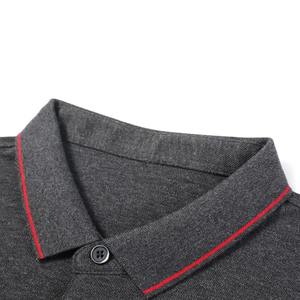 Polo homme en coton pur décontracté chic, nouveau, col à revers, bouton contrasté, tendance, bureau, social, manches longues, t-shirt, haut - Product Image 2