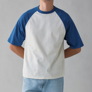 NUEVA Camiseta Raglán Lisa de Algodón 100% Pesado, Camiseta Oversize con Estampado Patchwork para Hombre - Product Image 1
