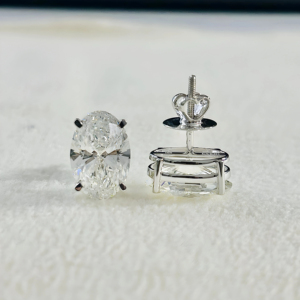 Pendientes personalizados clásicos cultivados en laboratorio, joyería, pendientes de forma ovalada chapados en rodio de oro blanco de 14K - Product Image 5