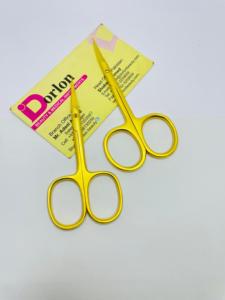 Ciseaux de manucure à lame incurvée avec logo privé, plaqué or mat, ciseaux à cuticules pour ongles en acier inoxydable au Pakistan - Product Image 2