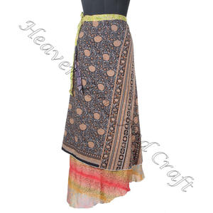Double Layer Magic Classy Vintage Sari Silk Wrap <b>Skirts</b> 2 Layer Reversible Magic Silk Saris Wrap Long <b>Skirt</b> <b>Sexy</b> Vintage Silk - Product Image 3