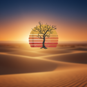 T-shirt a maniche lunghe con grafica retrò Sun Minimalist Leafless Tree - Product Image 3