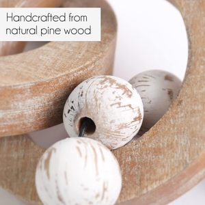 Handmade <b>Rustic</b> Wood Chain Link <b>Home</b> <b>Decor</b> Carved 3-Link Wood Knot Beads Natural Boho Farmhouse Table <b>Decor</b> Best Housewarming - Product Image 4