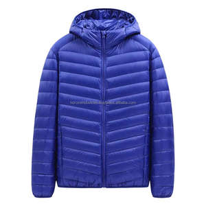 Veste d'hiver légère et athlétique en duvet de canard blanc à capuche pour homme, fermeture éclair sur le devant, pliable, isolée, matelassée, 6XL - Product Image 5