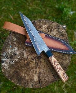 Couteau de chef de luxe 2026 fait main en cuivre et acier inoxydable à bord dentelé, garantie 3 ans, cadeau d'extérieur, service OEM - Product Image 1