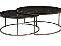 Ensemble de tables basses en marbre de style nordique moderne et luxueux, base en fer, finition thermolaquée, meubles imbriqués pour la maison, l'appartement, le bureau, le bar