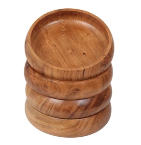 Cuencos de madera ecológicos hechos a mano de estilo americano comida individual Acacia 8x2 pulgadas 25 Oz disfruta de tu ensalada Pasta arroz Acai - Product Image 1