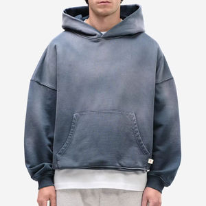 Personnalisez les sweats à capuche pour hommes de la meilleure qualité, lavés à l'acide, sweat à capuche coupe boxy épais, vente en gros de sweats à capuche surdimensionnés de style streetwear - Product Image 2