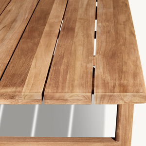 Mesa de madera de teca con tamaño personalizado, forma rectangular, para uso en exteriores, resistente a la putrefacción, con un estilo moderno y sencillo. - Product Image 5