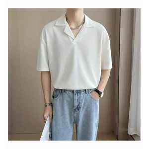 Camiseta Casual de Punto con Estampado Personalizado, Color Sólido, Manga Corta Delgada, 100% Algodón, Antibolitas, para Hombre, Todas las Temporadas, Talla Grande - Product Image 5