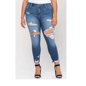 Jeans Ajustados de Talle Grande, Estilo Urbano, Transpirables, Ecológicos, de Longitud Completa, Azules, Elásticos y Rotos, de BD, Precio al por Mayor, Gran Venta - Product Image 2