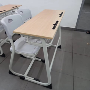 Ensemble de bureau et de chaise d'étudiant moderne ergonomique avec cadre en métal durable et dessus en bois pour les fournitures de jardin des écoles et des collèges - Product Image 1