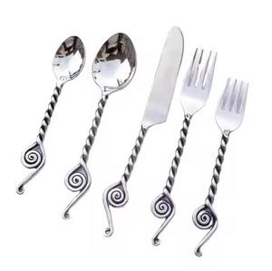 Juego de Cubiertos de Metal chapado en oro de primera calidad, cubiertos elegantes de acero inoxidable, cuchara, tenedor, juego de cuchillos para boda, comedor y cocina - Product Image 1