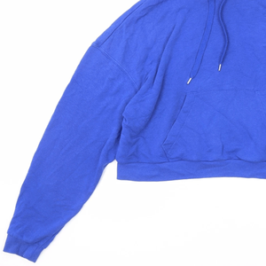 <b>Women's</b> Casual <b>Blue</b> Cotton Blend Crop Hoodie Breathable Streetwear Pullover Front Printed Hooded Cropped <b>Jumper</b> Top for Winter - Product Image 4