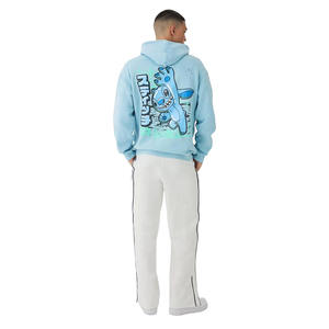 Pull-over léger pour hommes, sweat à capuche en coton surdimensionné, noir, uni, logo personnalisé, broderie, impression respirante, vente en gros pour l'hiver - Product Image 5