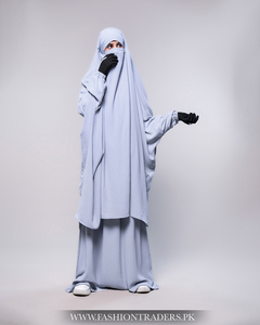 Modeste porter deux pièces longueur de plancher pour manches élastiques pour les femmes musulmanes léger respirant polyester tissu Ramadan - Product Image 3