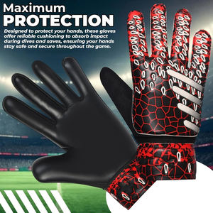 Gants de gardien de but de football en cuir professionnel, logo personnalisé, respirant, fermeture à scratch, entraînement en plein air, unisexe - Product Image 3