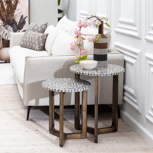 Handcrafted Midcentury design Mother of pearl Side <b>Table</b> <b>for</b> Living Room Wooden <b>Legs</b> Wholesale Home Furniture from Vietnam - Product Image 3