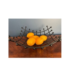 Modern <b>Black</b> Metal Wire Fruit <b>Basket</b> Decorative Geometric Countertop Centerpiece Bowl for Kitchen Table Wrought Iron FruitHolder - Product Image 1
