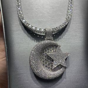 Pendentif en lettres en moissanite de haute qualité personnalisé pour femmes, coupe brillante 3D, plaqué glacé, argent sterling 925, certifié IGI, charme - Product Image 2