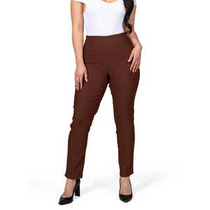 Pantalones de Yoga Jenna Rose Tallas Grandes, Corte Ajustado, Casuales de Oficina, Elásticos, Rectos, 5 Bolsillos, Hechos de Spandex, Color Toffee/Viva - Product Image 5